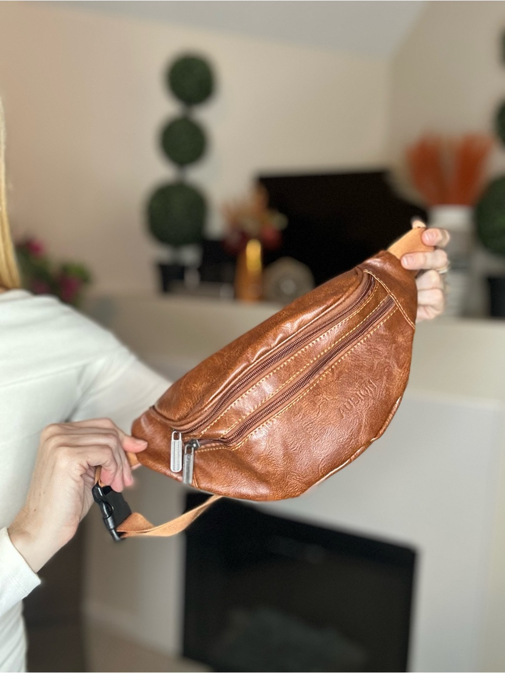 New Amazon Brown Leather Mini Waist Bag - Chest Crossbody